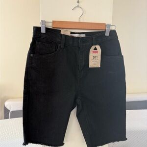 Levi's Black Jean Shorts Raw Hem‎